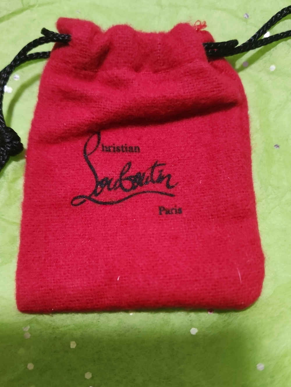 Christian Louboutin Red Velvet Drawstring Pouch
